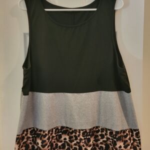 SHEIN Black and Gray Leopard Print Tank Top